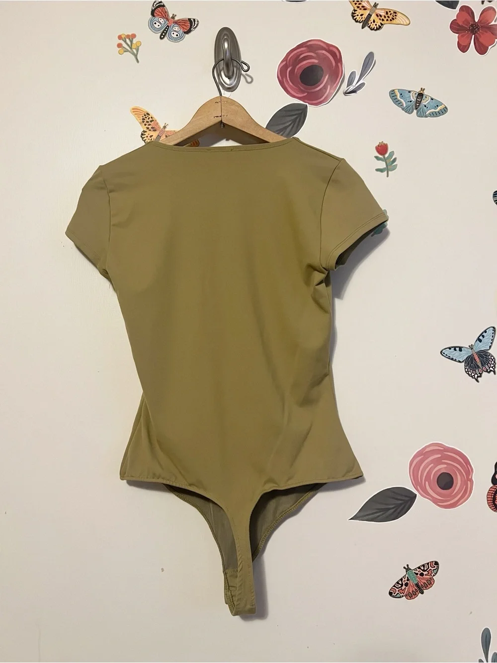 Free People Olive Green Square Neck Bodysuit M